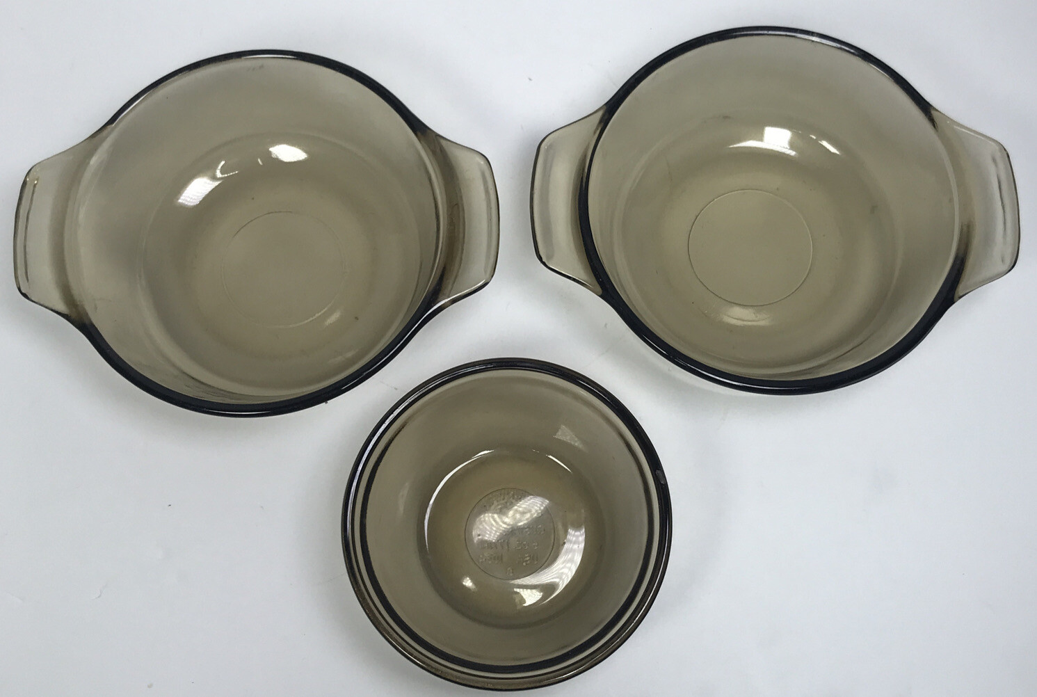Vintage Amber Glass L’OVENWARE Custard Cup 6oz + 2 Casserole Dishes 12oz Handles