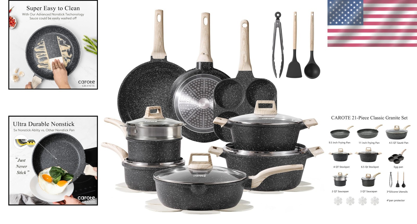 Induction-Ready 21-Piece Cookware Set with Ultra Nonstick Surface – Cook Smarter