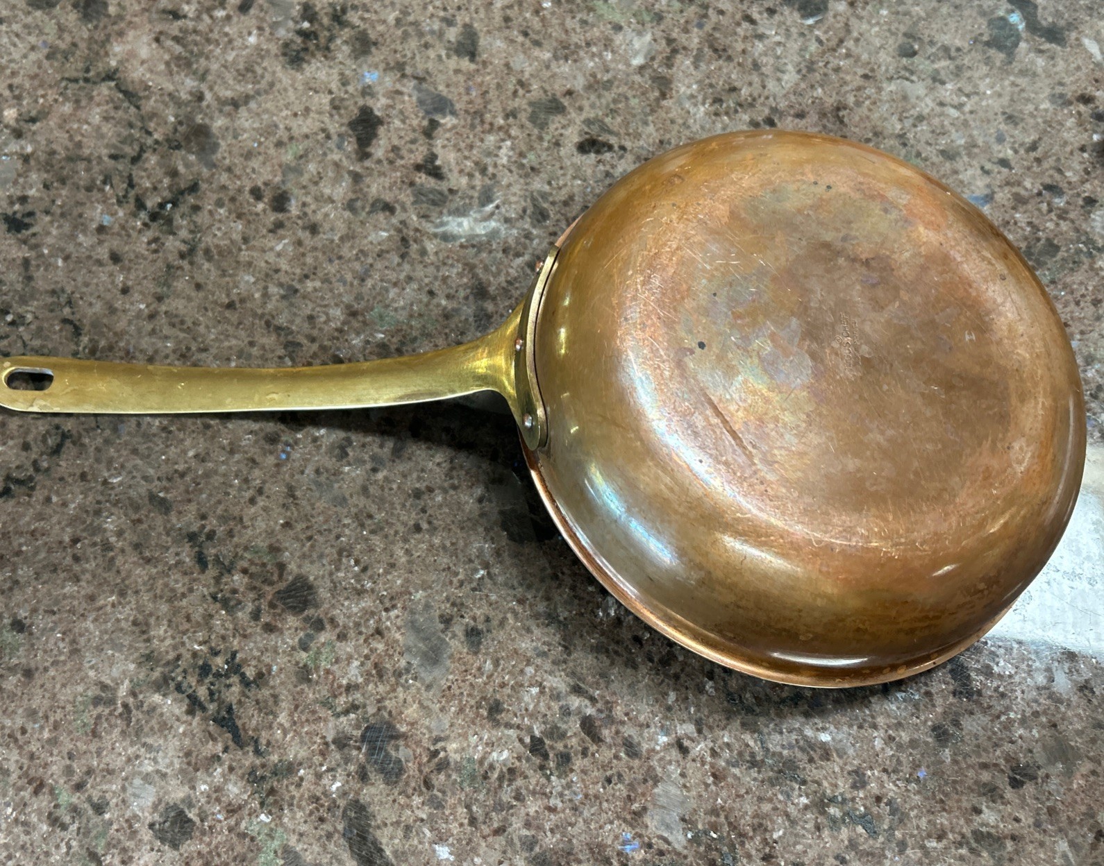 Vintage Tagus Copper Frying Pan Skillet Brass Handle 8.25″ Portugal Cookware