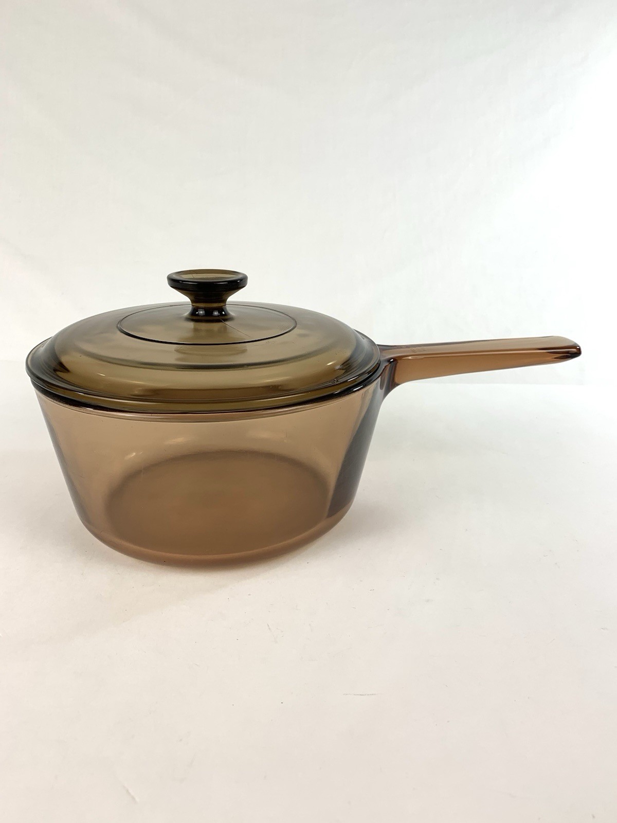 Vintage Vision CorningWare Pyrex 2.5L Amber Glass Pot Sauce Pan & Lid France
