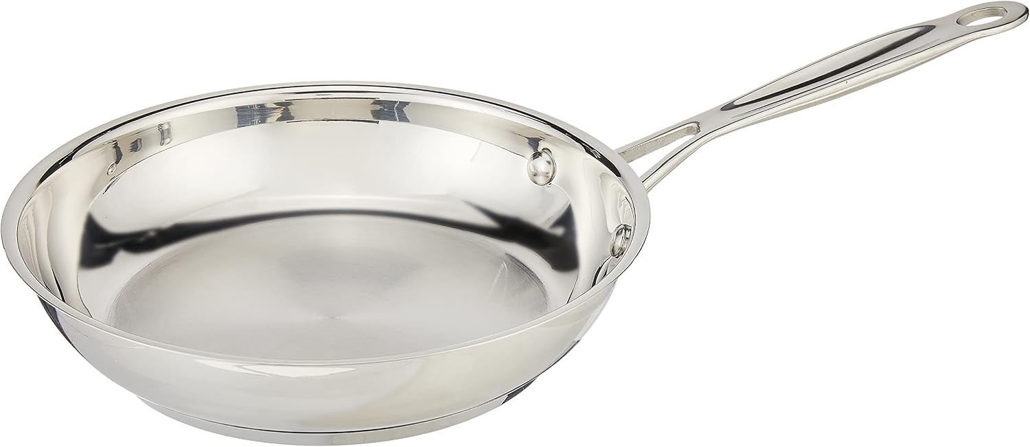 Cuisinart 8-Inch Open Skillet, Stainless Steel Skillet with Lid, Large Kitchen P