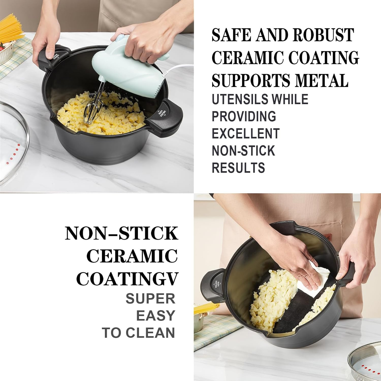 8.5Qt Nonstick Pasta Pot with Strainer Lid & Tempered Glass, Dishwasher Safe