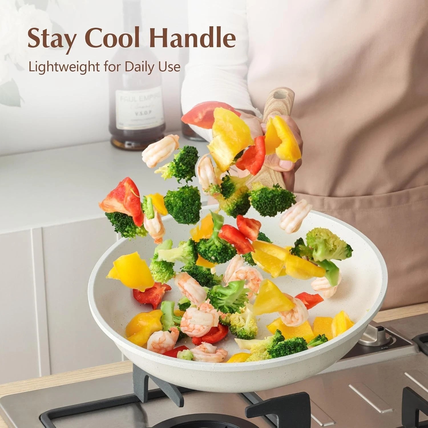 Nonstick Ceramic Frying Pan with Lid 8/9.5/10/11/12.5 Inch Omelet Pan Skillet..,