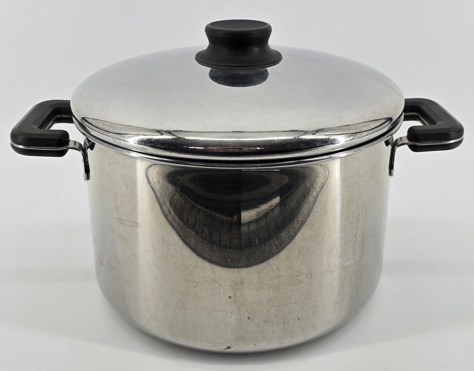 Vtg The Cooks Bazaar Cookware Stockpot w/ Lid 10×6″ Copper Stainless 8 Qt Soup