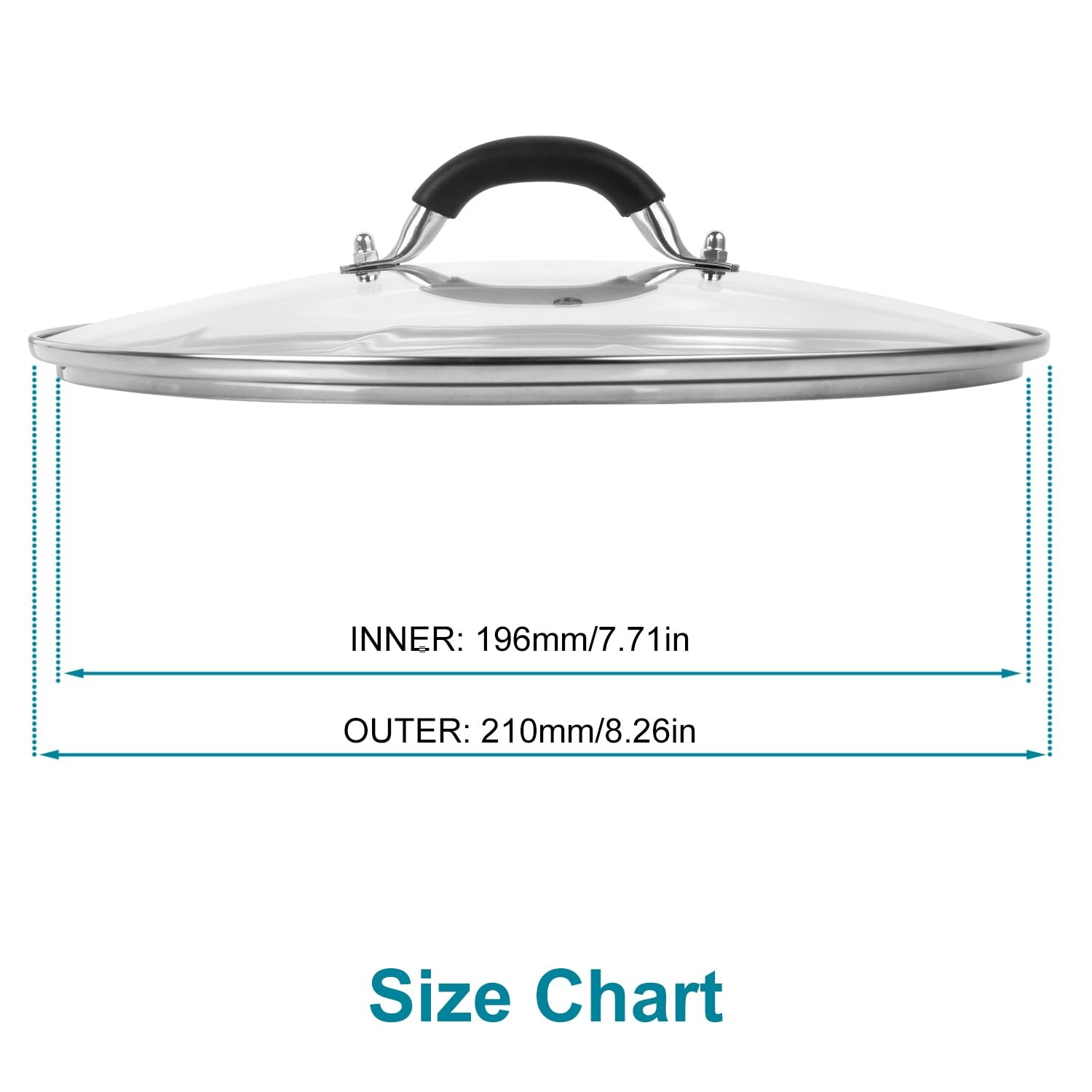 8 Inch Pan Lid – Glass Lid with Stainless Steel Handle for Frying Pan and Pot…