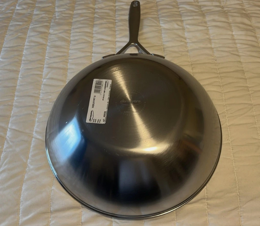 Demeyere Industry 5 Flat Bottom Wok, 12 inch, 18/10 Stainless Steel NEW
