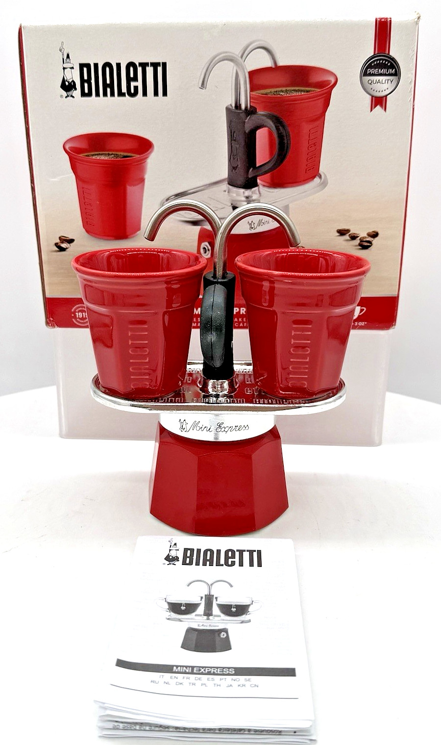 Bialetti Set Mini Express 2 Cups capacity plus 2 Bicchierini – Red ceramic cups