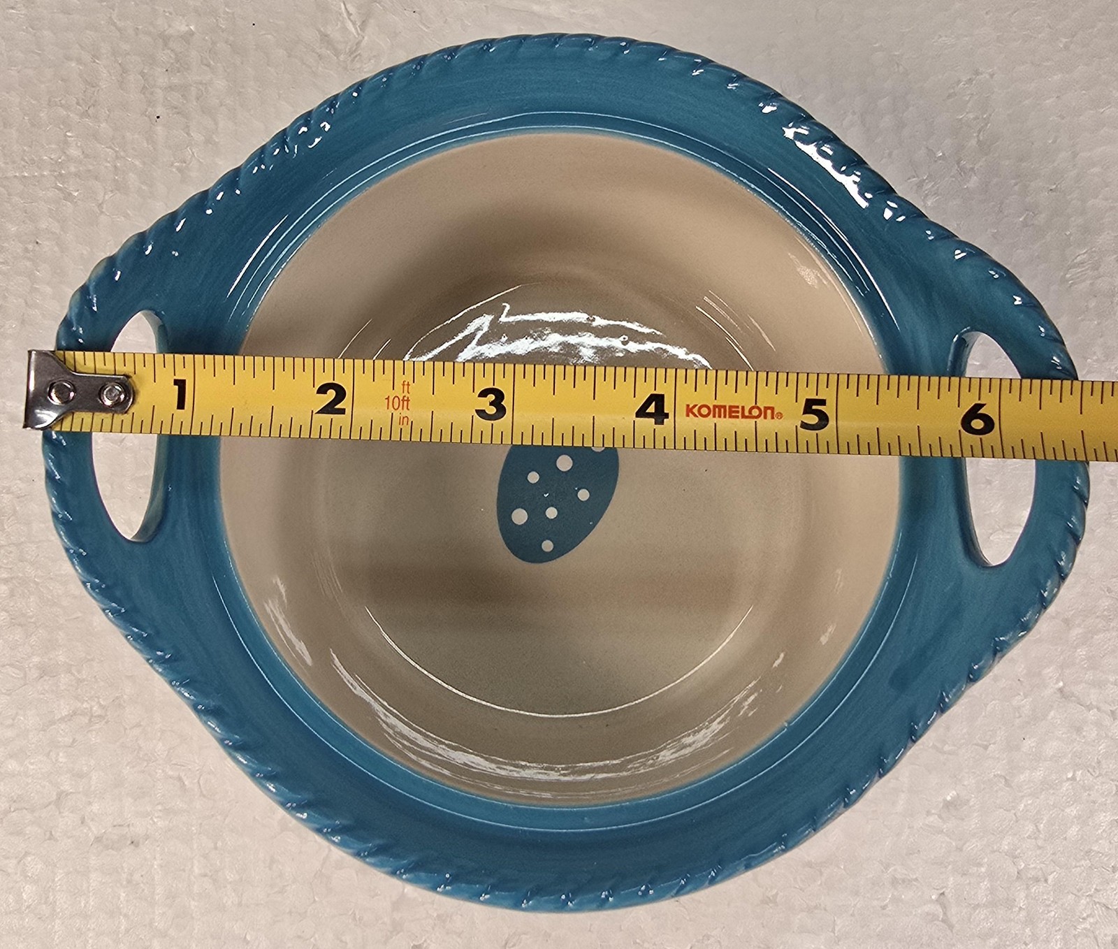 Temp-tations Tara Easter Egg Covered Dish Blue Handles Small 16oz Ceramic Spring