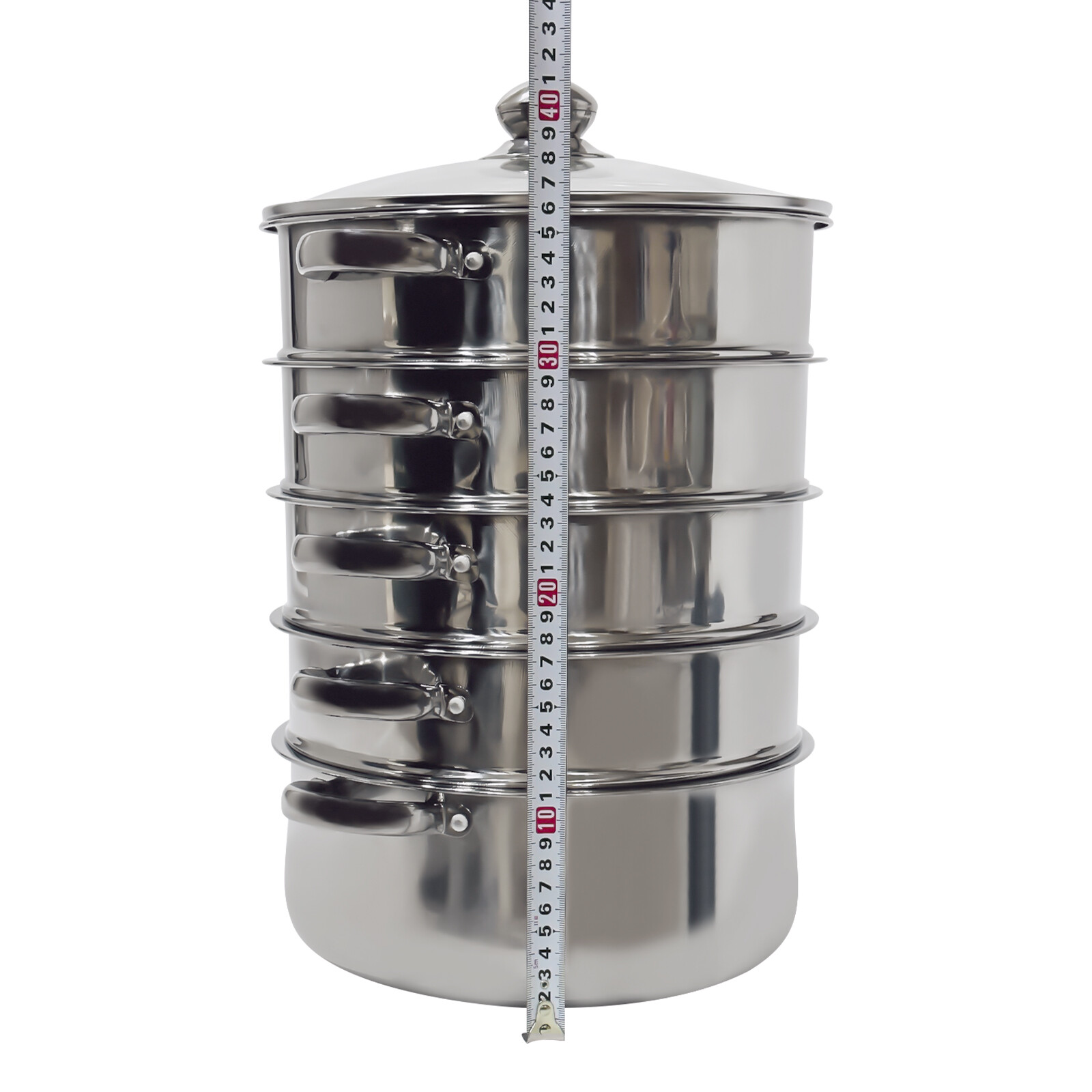 5 Tier 28cm Stainless Steel Steamer Set Dumpling Manty Steamer Pot Glass Lid