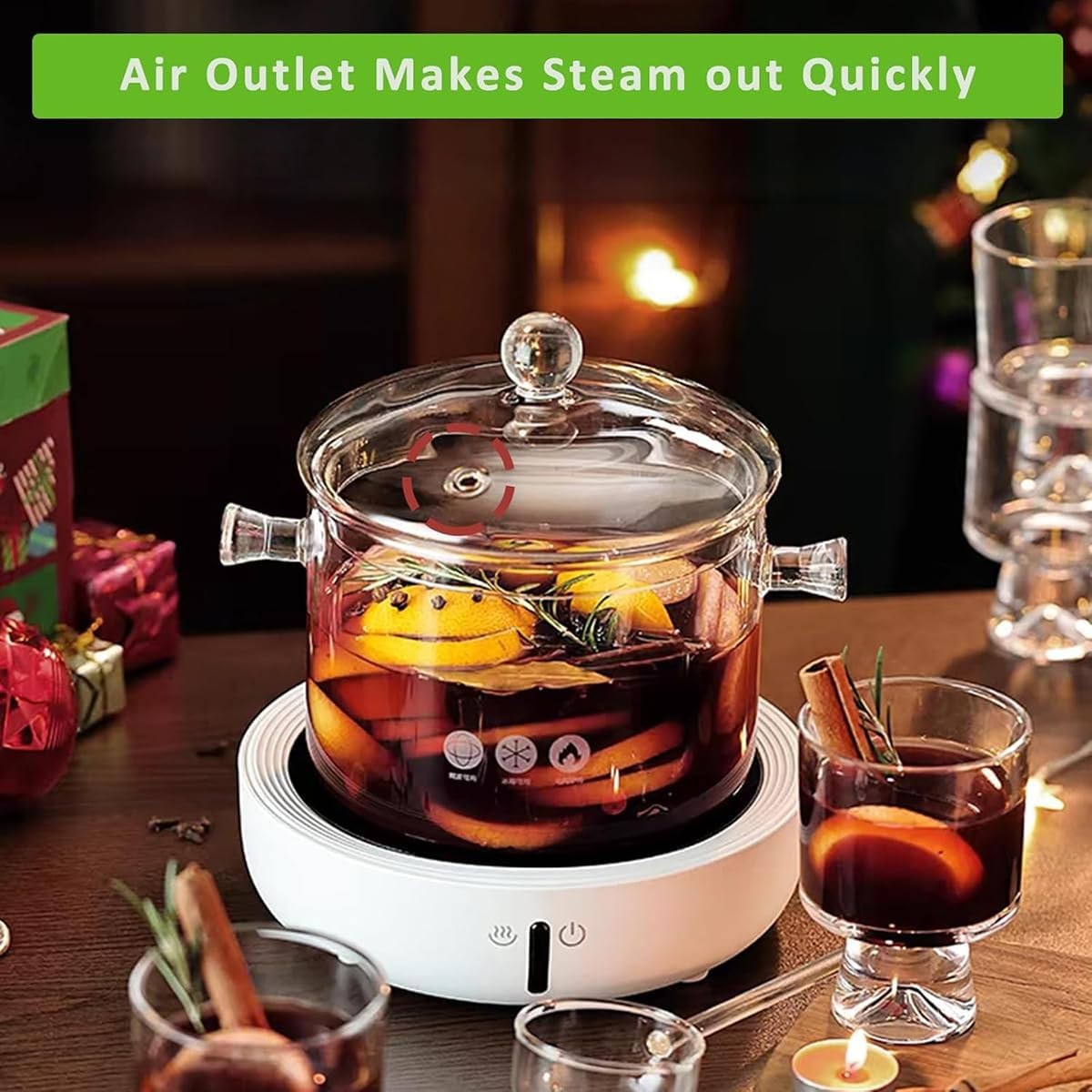 1.7L Glass Cooking Pot Heat-Resistant Borosilicate Glass Saucepan W/ Cover New