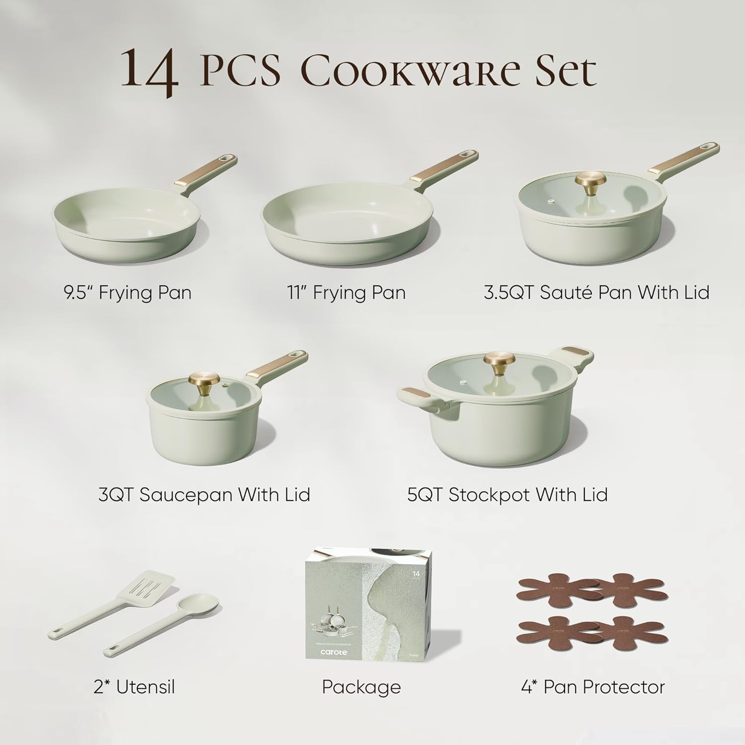 Non-Toxic 14-Piece Ceramic Cookware Set – Ideal for Induction and RV Cooking