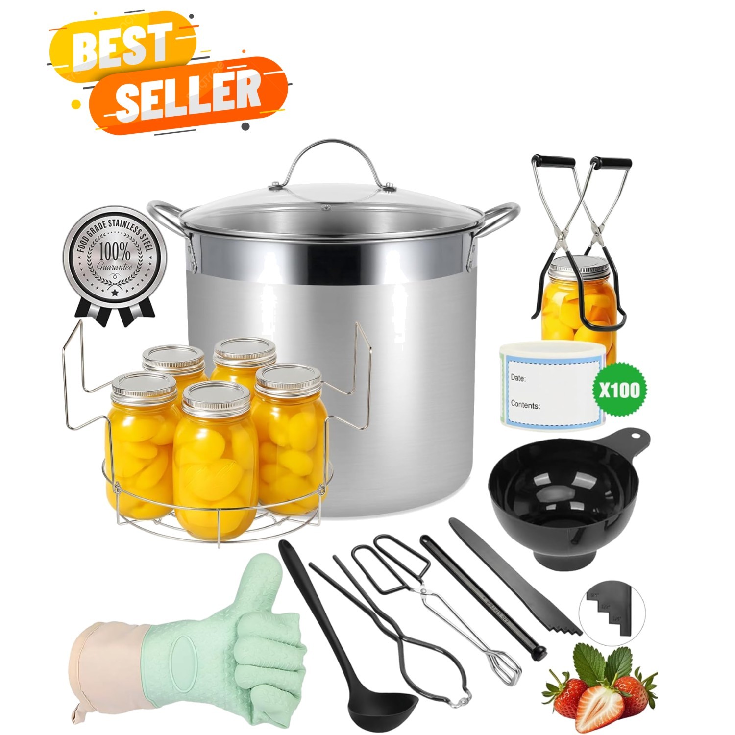 Stainless Steel Canning Pot with Rack and Lid, Large Water Bath Canner, Full …