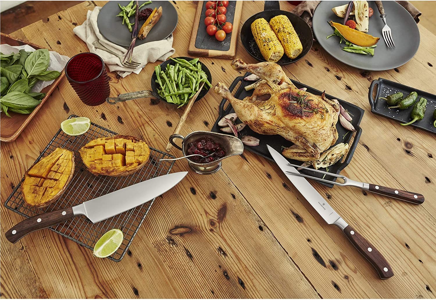 VICTORINOX 7.7230.15G Carving Fork 15cm Wood Grand Maitre Forged Meat Knife