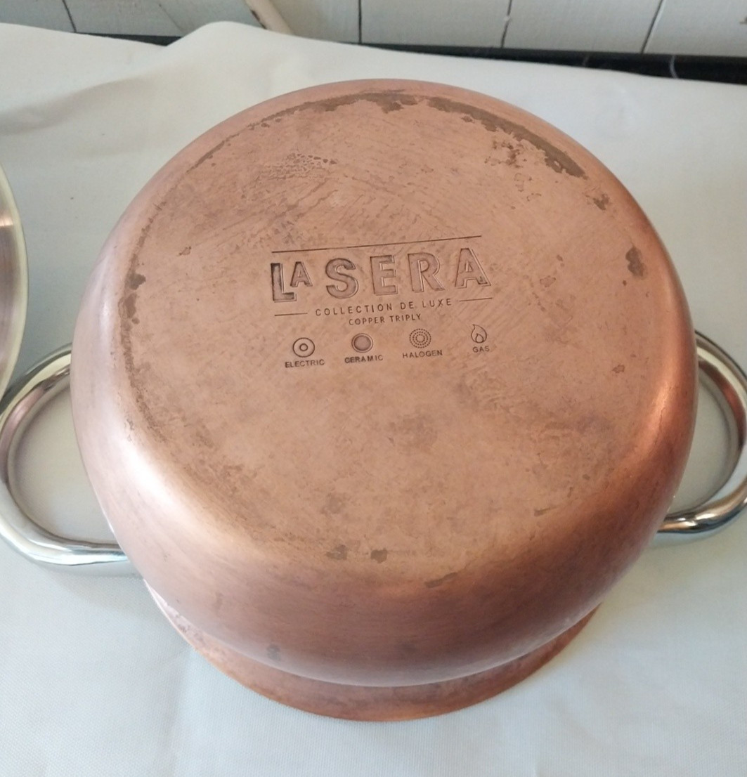 La Sera Hammered Cookware Copper Pot Collection De Luxe Copper Triply w/Lid