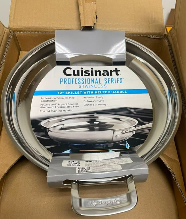 Cuisinart Chef’s Classic Stainless Steel 12″ Open Skillet W/Helper Handle, 12″