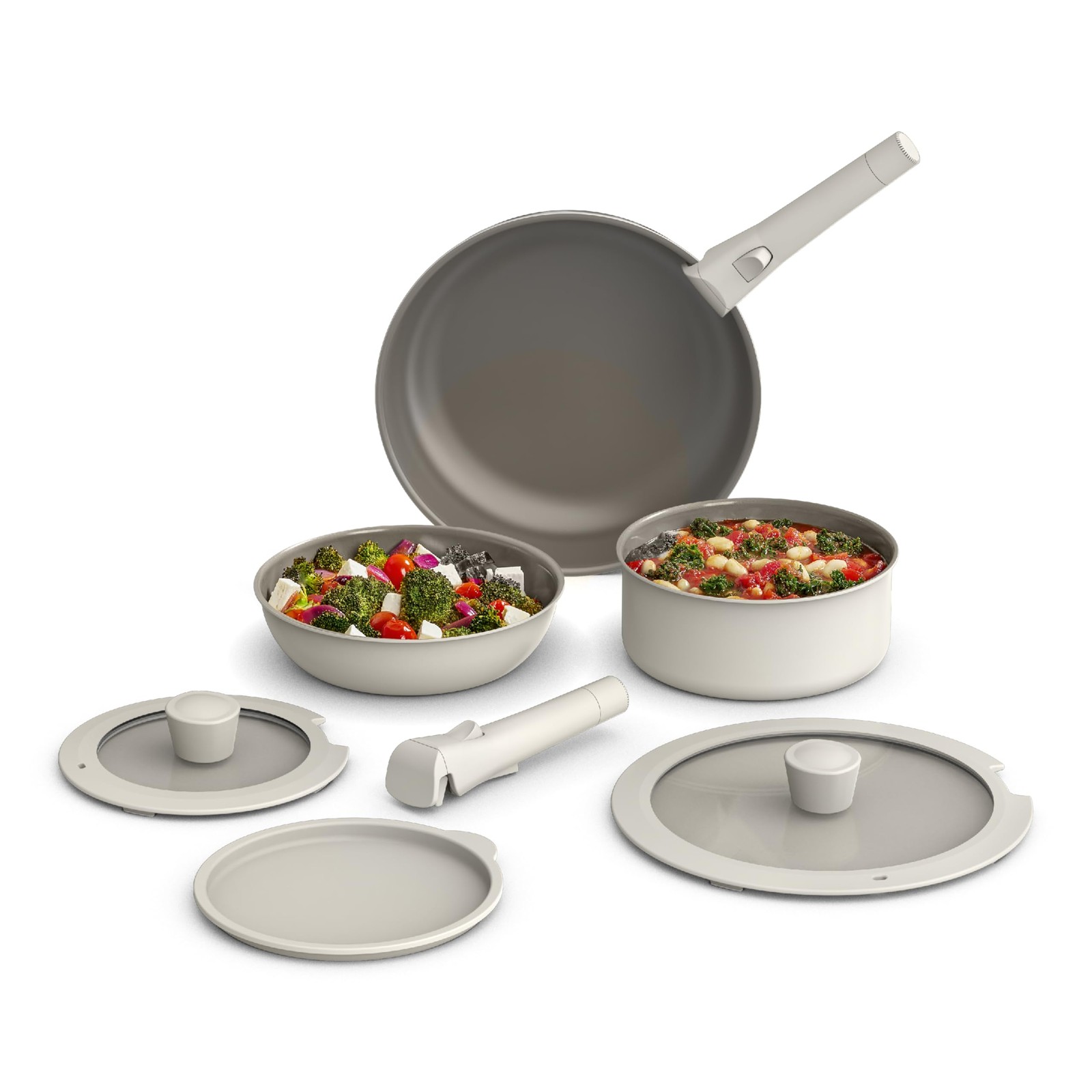 BELLA 8 PIECE COOKWARE SET CERAMIC NONSTICK ODJ-BLS801 – OATMILK