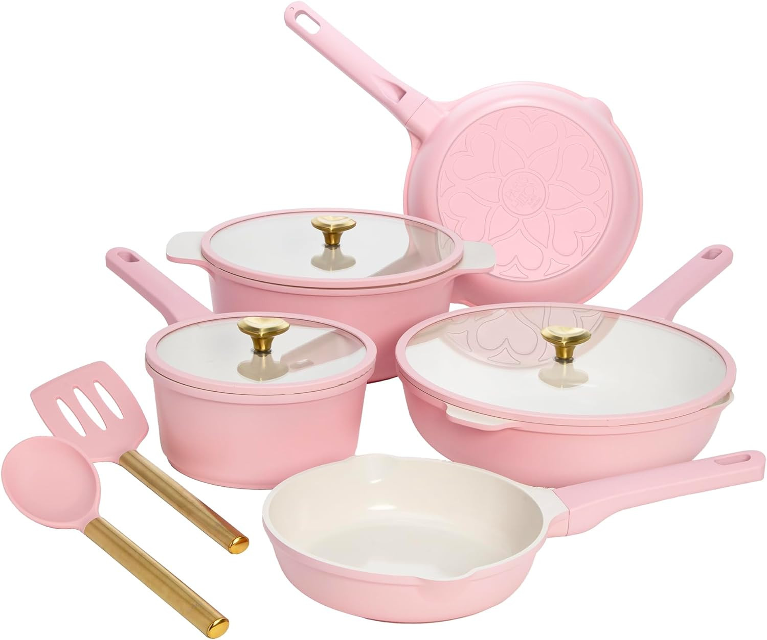 Ceramic Nonstick Cookware Set, Cast Aluminum with Dual Layer Nonstick Coating, G