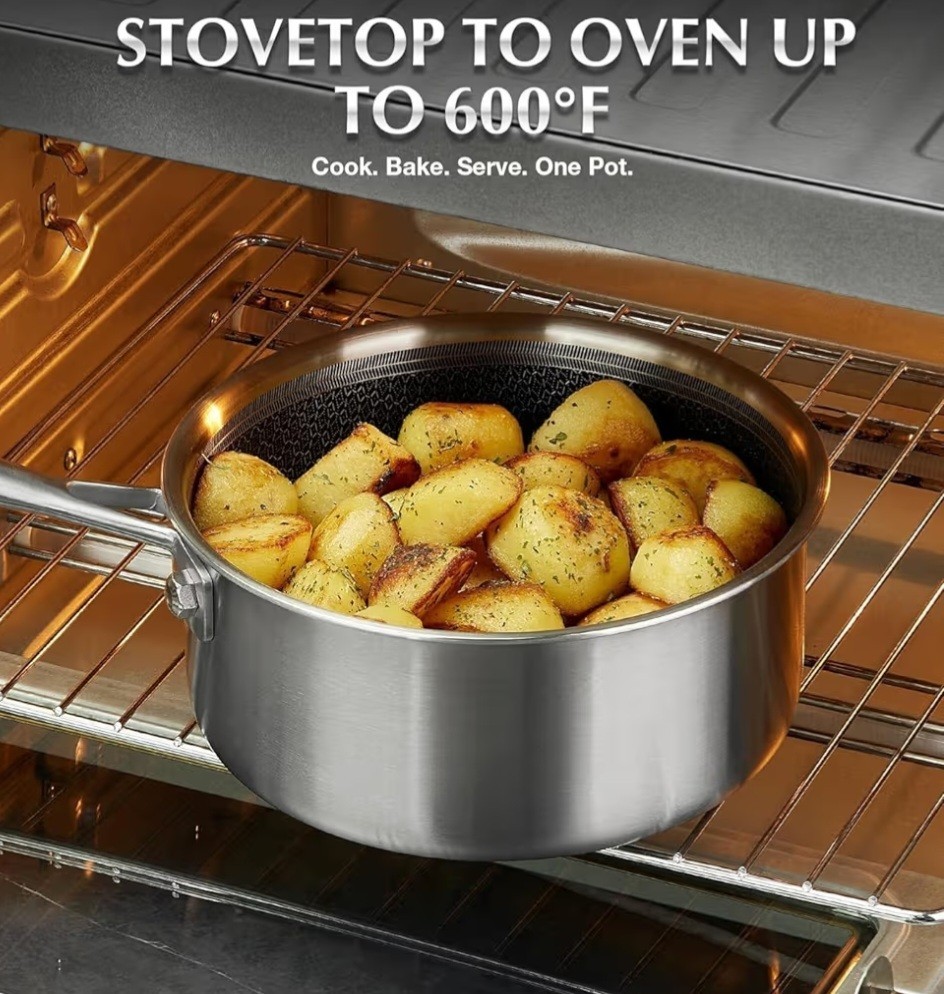 KOCH SYSTEME CS Hybrid Nonstick Stainless Steel Sauce Pan 3QT Tri-ply Silver