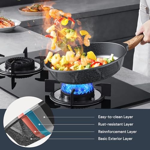Kitchen Nonstick Cookware Piece Omelette Pan Skillet Set, Nonstick Die-cast 3