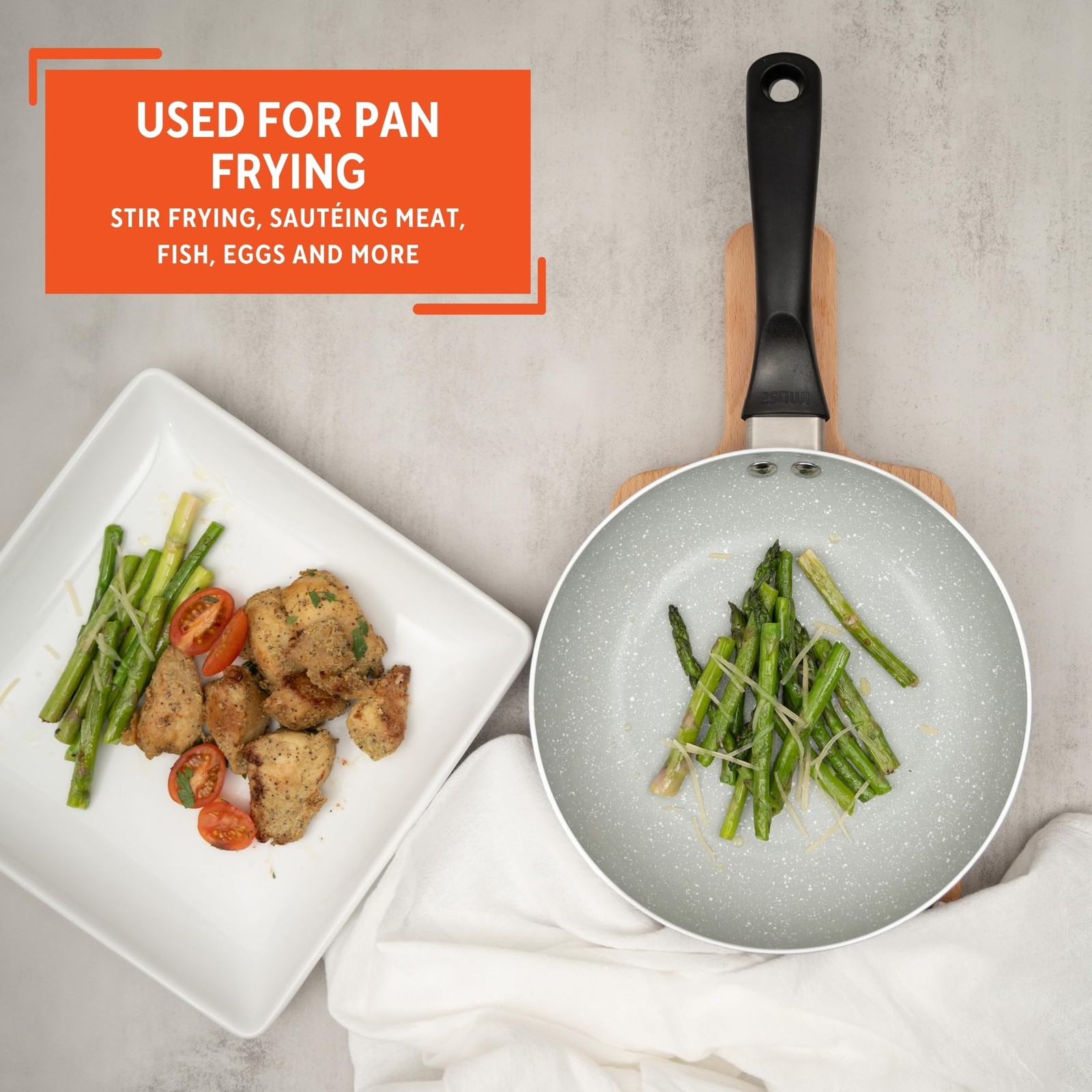 8″ Premier Ceramic Nonstick Fry Pan with Cool Touch Handle, Matte Black