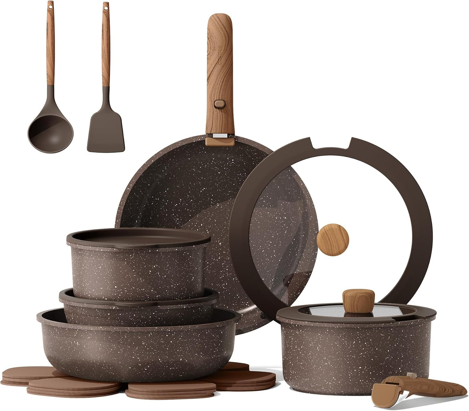 17 Pc Non Stick Pots Pans Cooking Sets Vintage Cookware Set Oven/Dishwasher Safe
