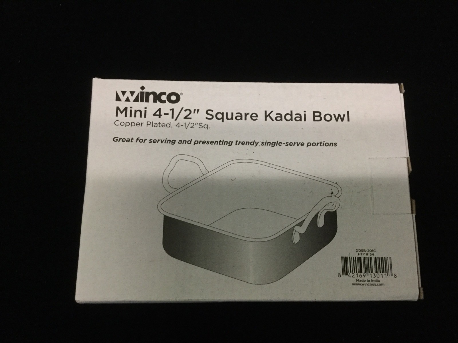 Winco Stainless Steel Mini 4-1/2″ Square Copper Plated Roasting Pan