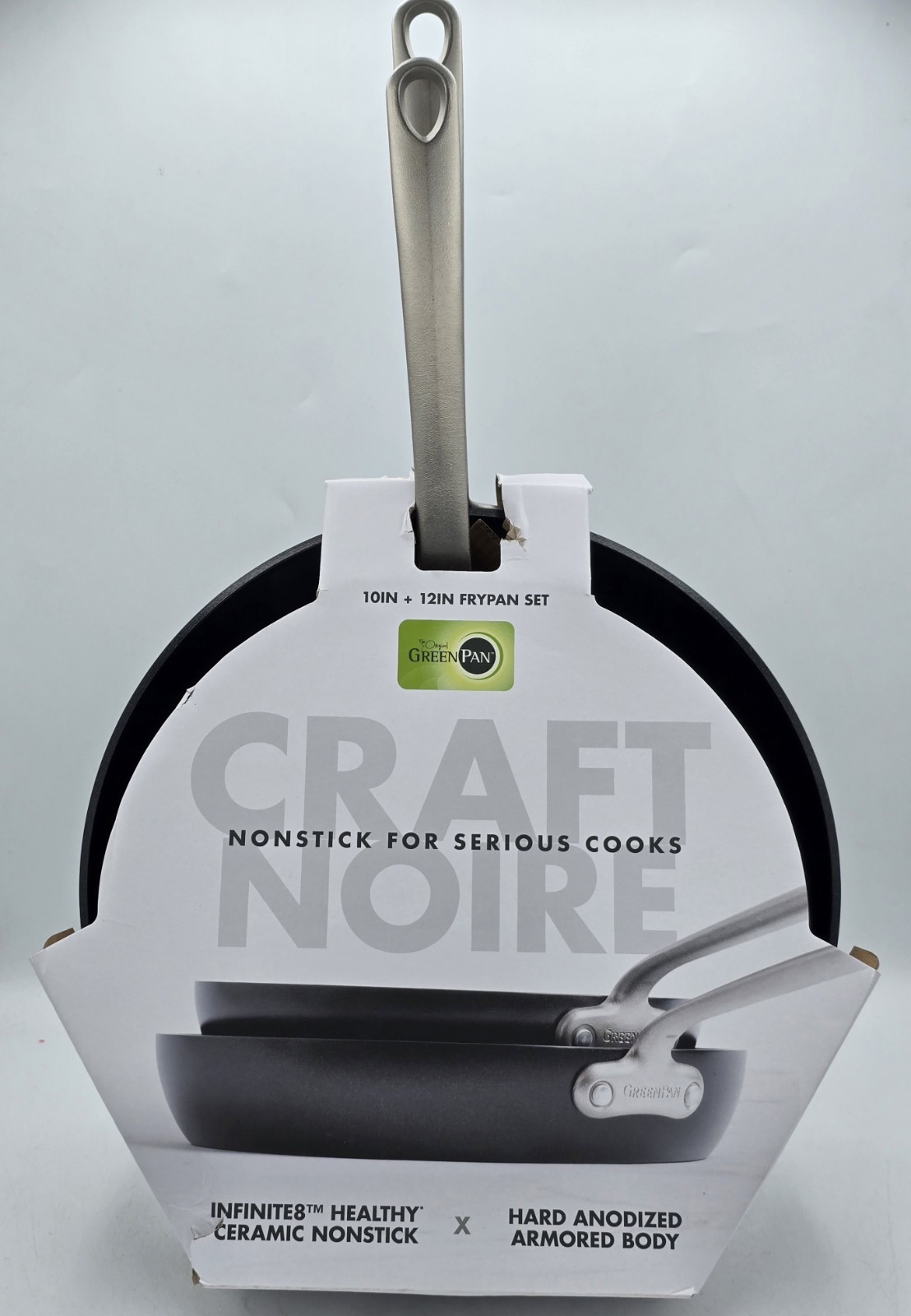 NEW GreenPan Craft Noire 10” and 12” Frypan Skillet Set – Non-Toxic – Black