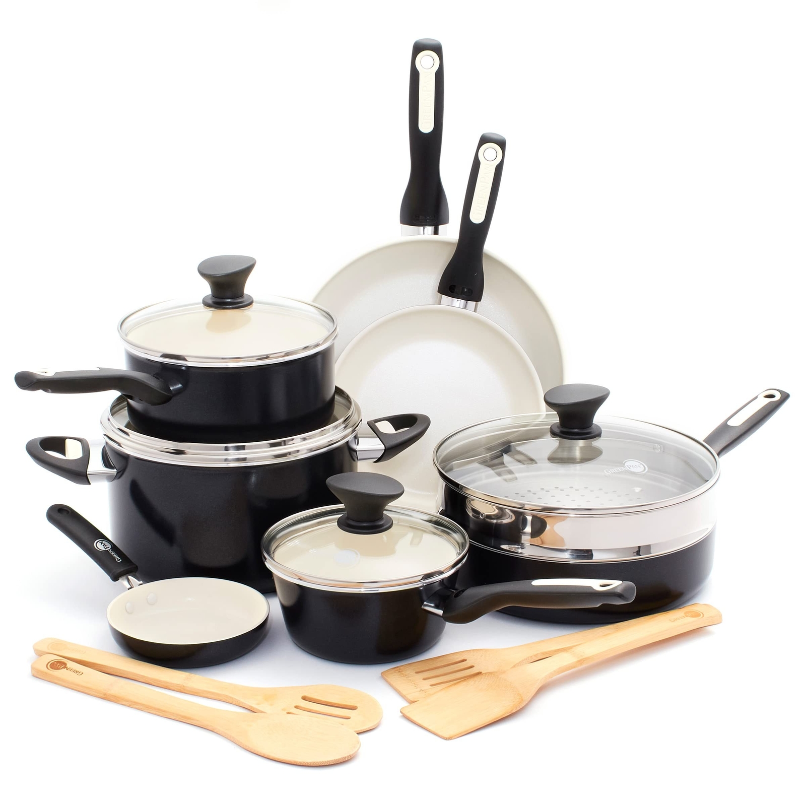 GreenPan Rio Healthy Ceramic Nonstick 16 Piece Cookware Pots and Pans Set, PF…