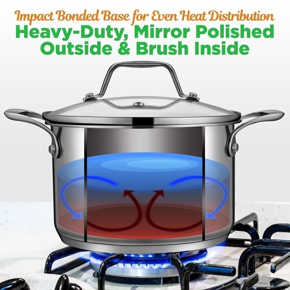 NutriChef Stainless Steel Cookware Soup Pot- 3 Quart, Heavy Duty Induction Pot