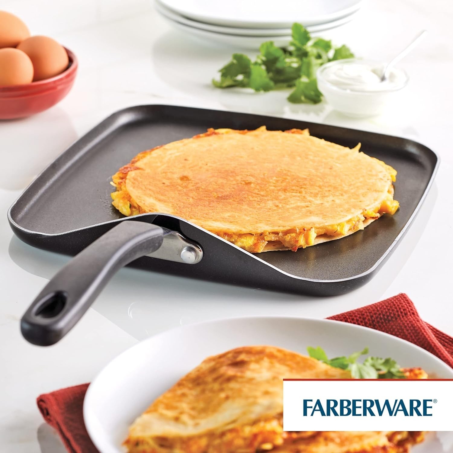 Cookstart Aluminum DiamondMax Nonstick Square Griddle Pan, 11-Inch, Black