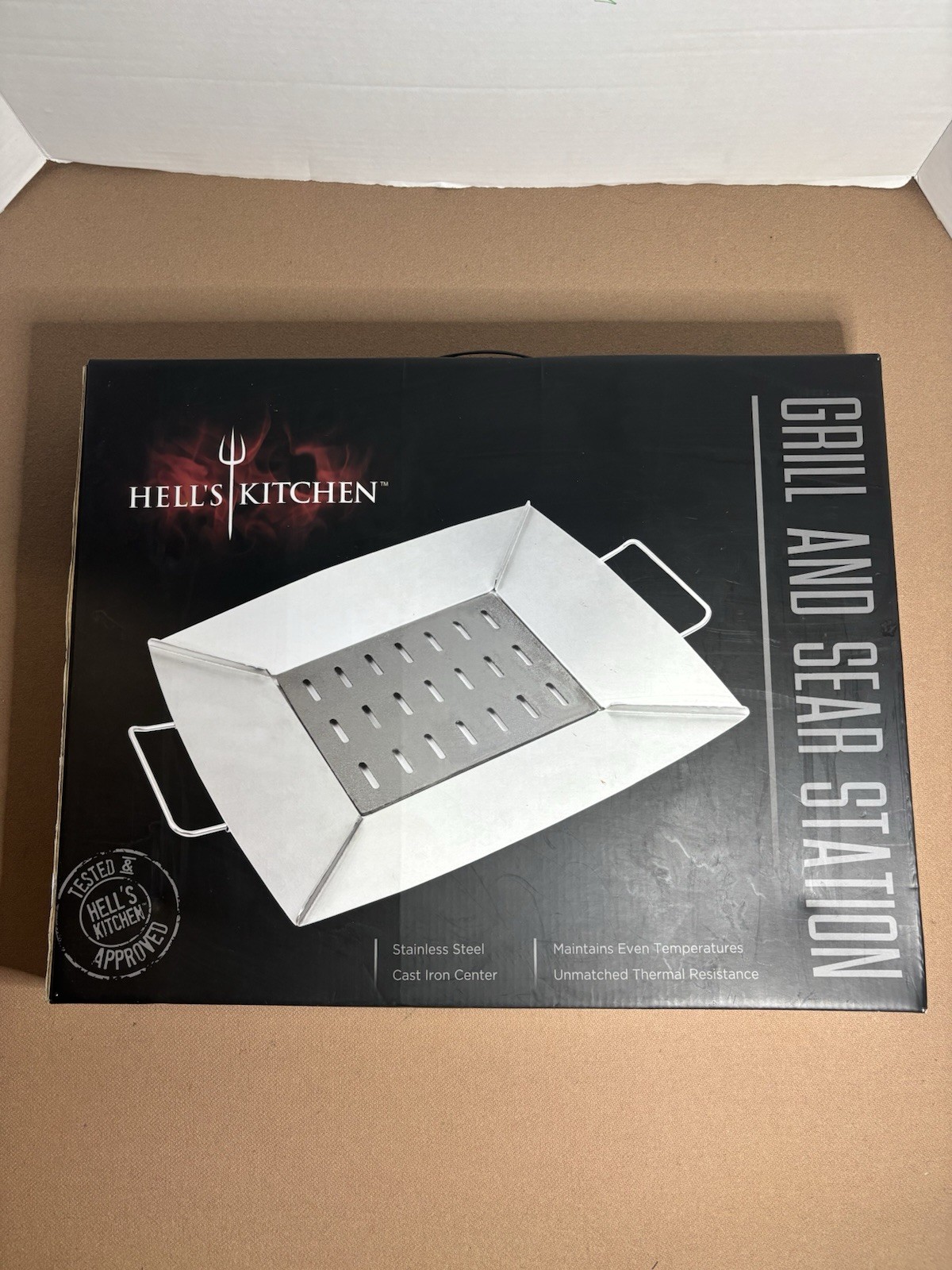 Hell’s Kitchen Stainless Steel Cast Iron Center Grill & Sear Station NEW NIB