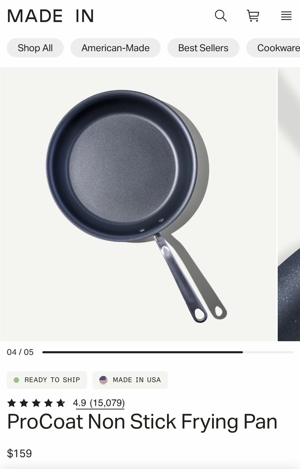 Made In | ProCoat Non-Stick Stainless Steel Frying Pan 12.5″ | Long Handle