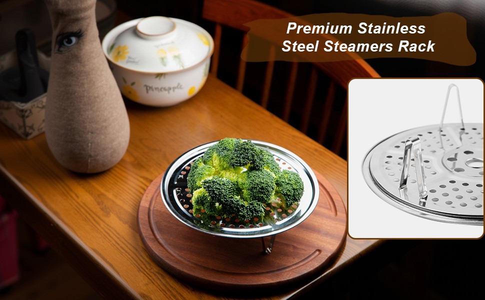 Steamer Rack, Premium Stainless Steel Steamers Rack with Removable Stand, 8.7