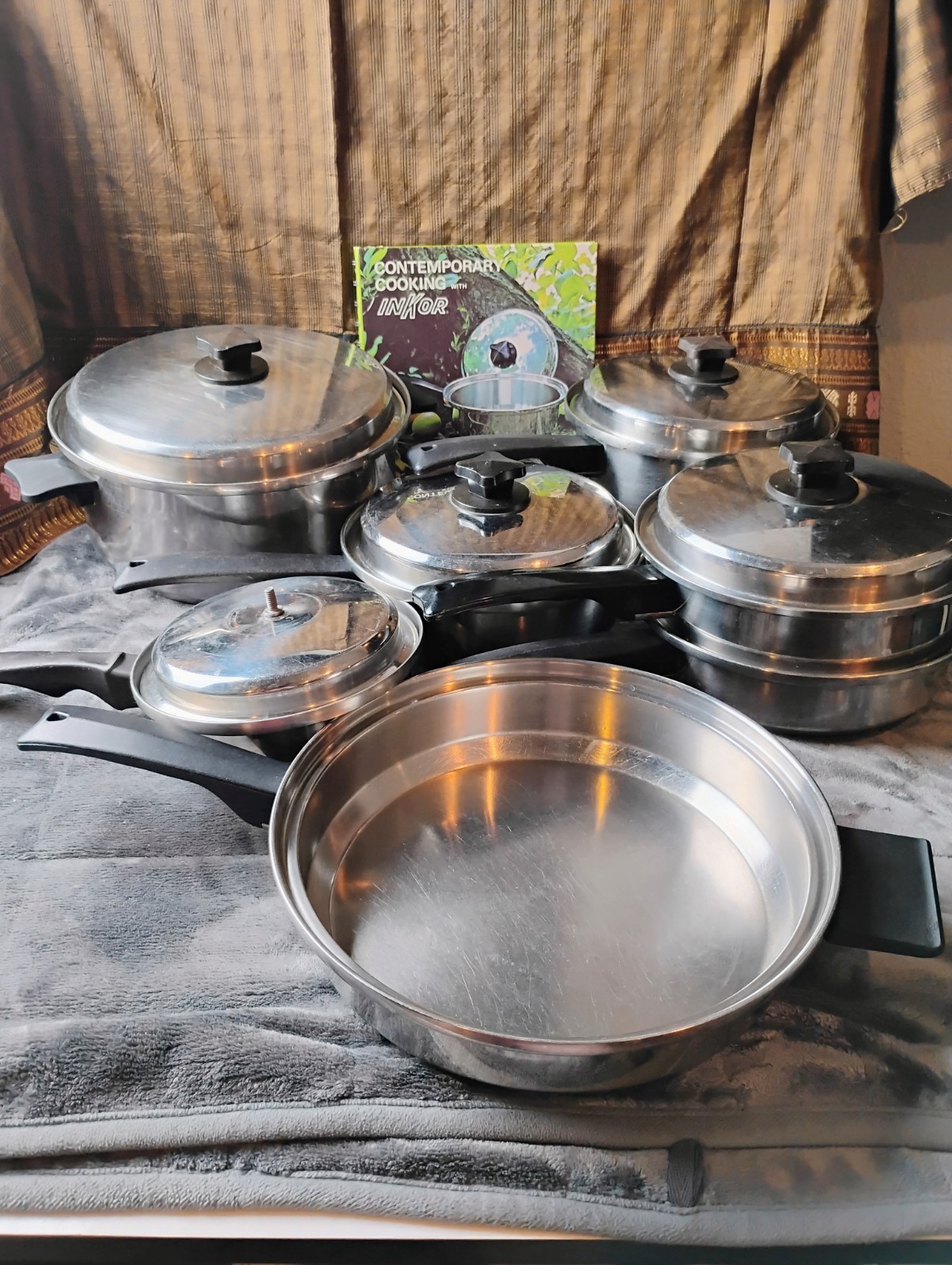 Vintage INKOR 5-Ply T-304 Stainless Steel Cookware USA Multi-Core Set 12 Pieces