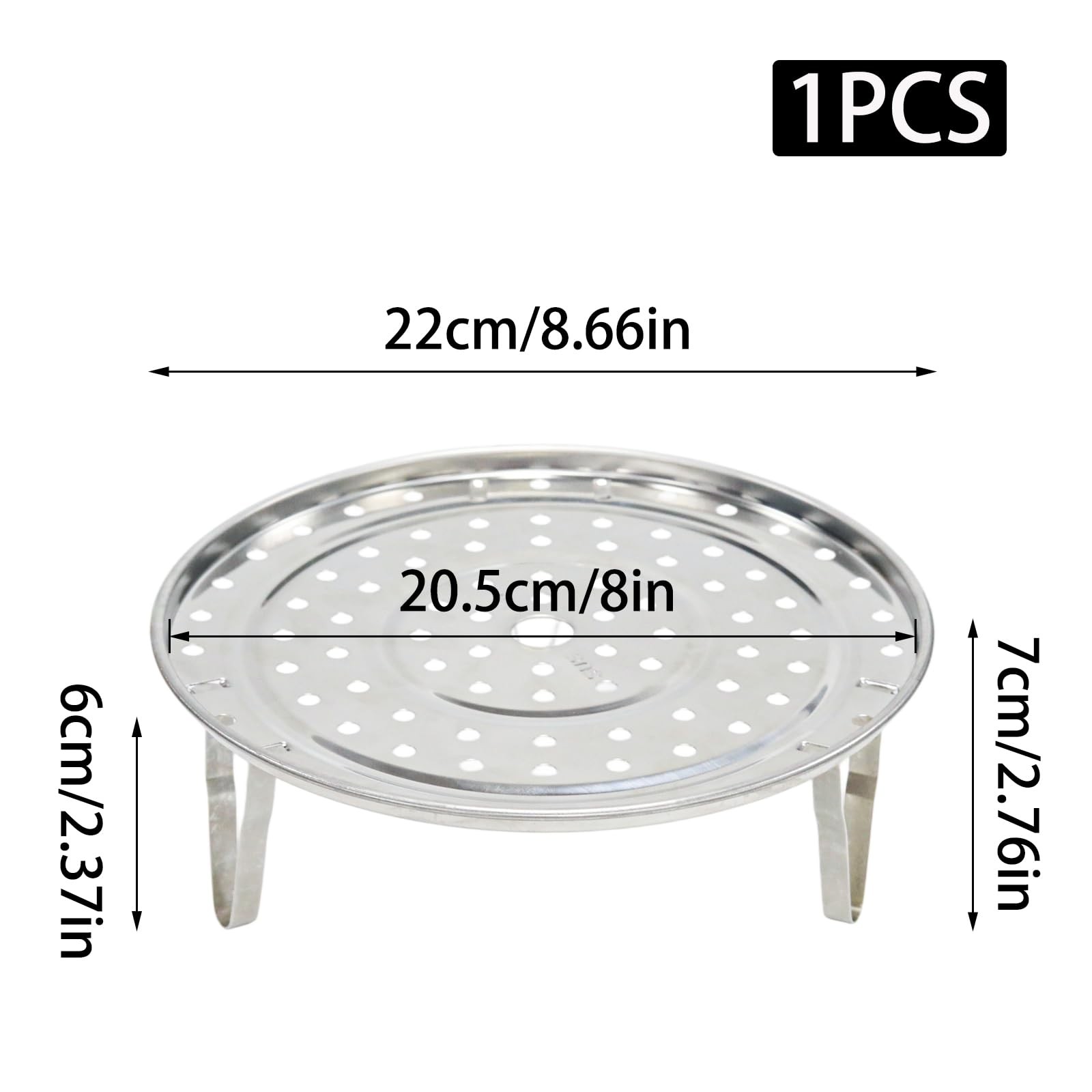 8.66 /22cm Stainless Steel Steaming Rack, Multifunction Steam Basket with Rem…