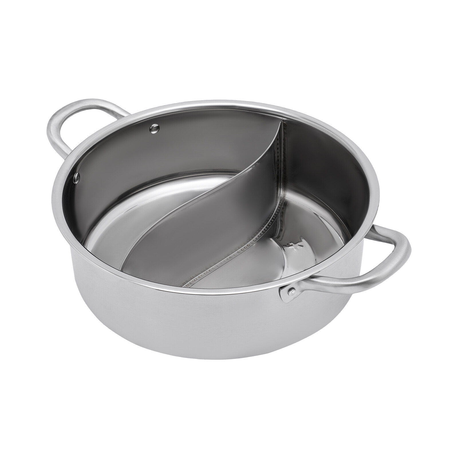 304 Stainless Steel Shabu Shabu Hot Pot with Divider , Lid , Spoon , Leaky Spoon