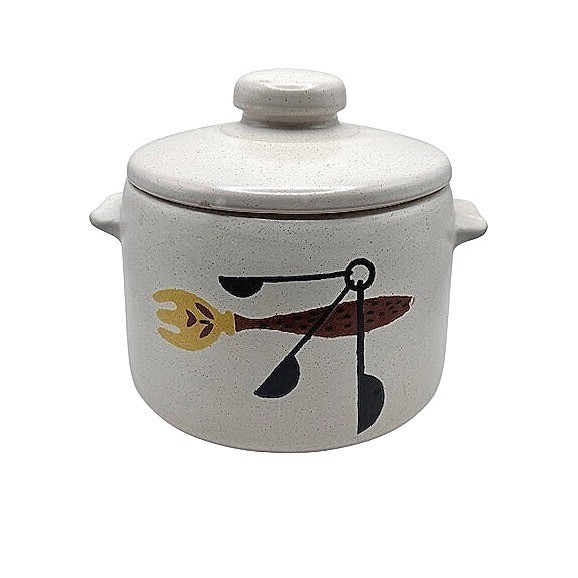 Vintage West Bend Ceramic Stoneware Bean Pot Crock w/ Lid Cabin Grandma Cottage