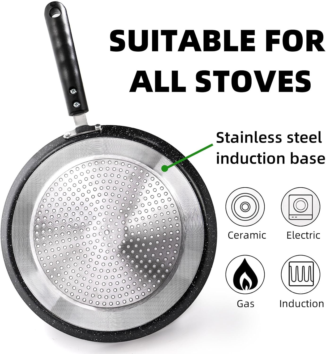 10 Inch Nonstick Crepe Pan with Spreader, Flat Skillet Tortilla Pan with Gran…