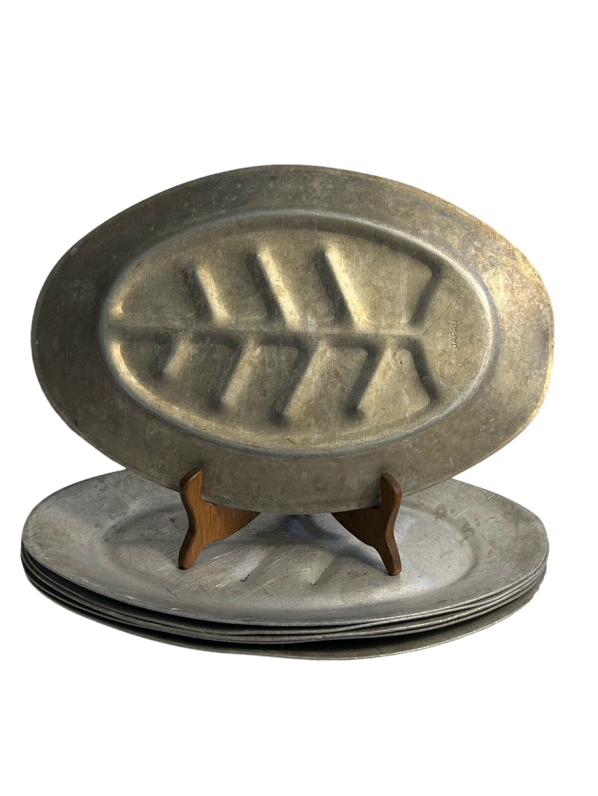 Vintage Aluminum Oval Fish Meat Platters 11.5” X 8” Made In Japan Set Of 6