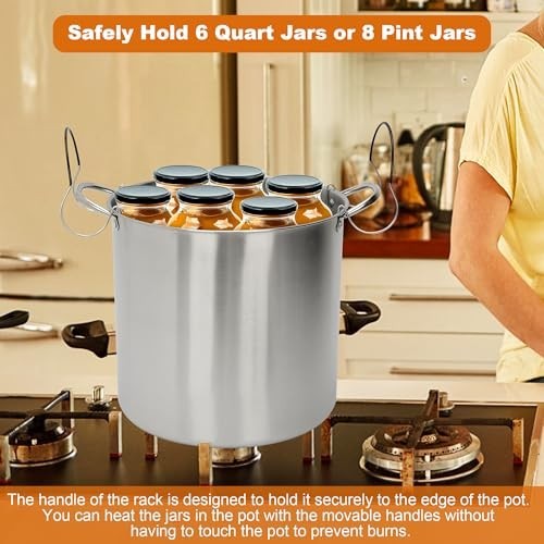 21.5 Quart Stainless Steel Canning Pot Set with Rack and Lid