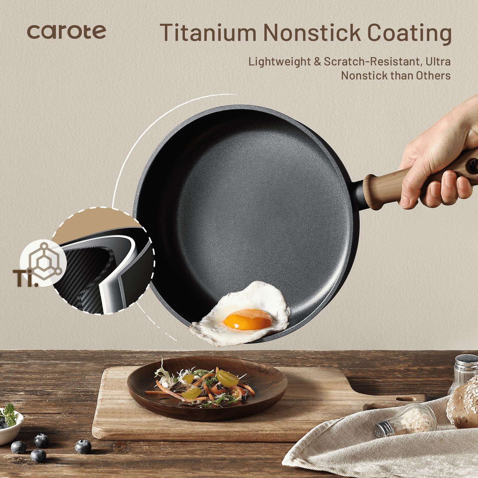 Titanium Nonstick Frying Pan Skillet 10″ Nonstick Fry Pan Without Glass Lid