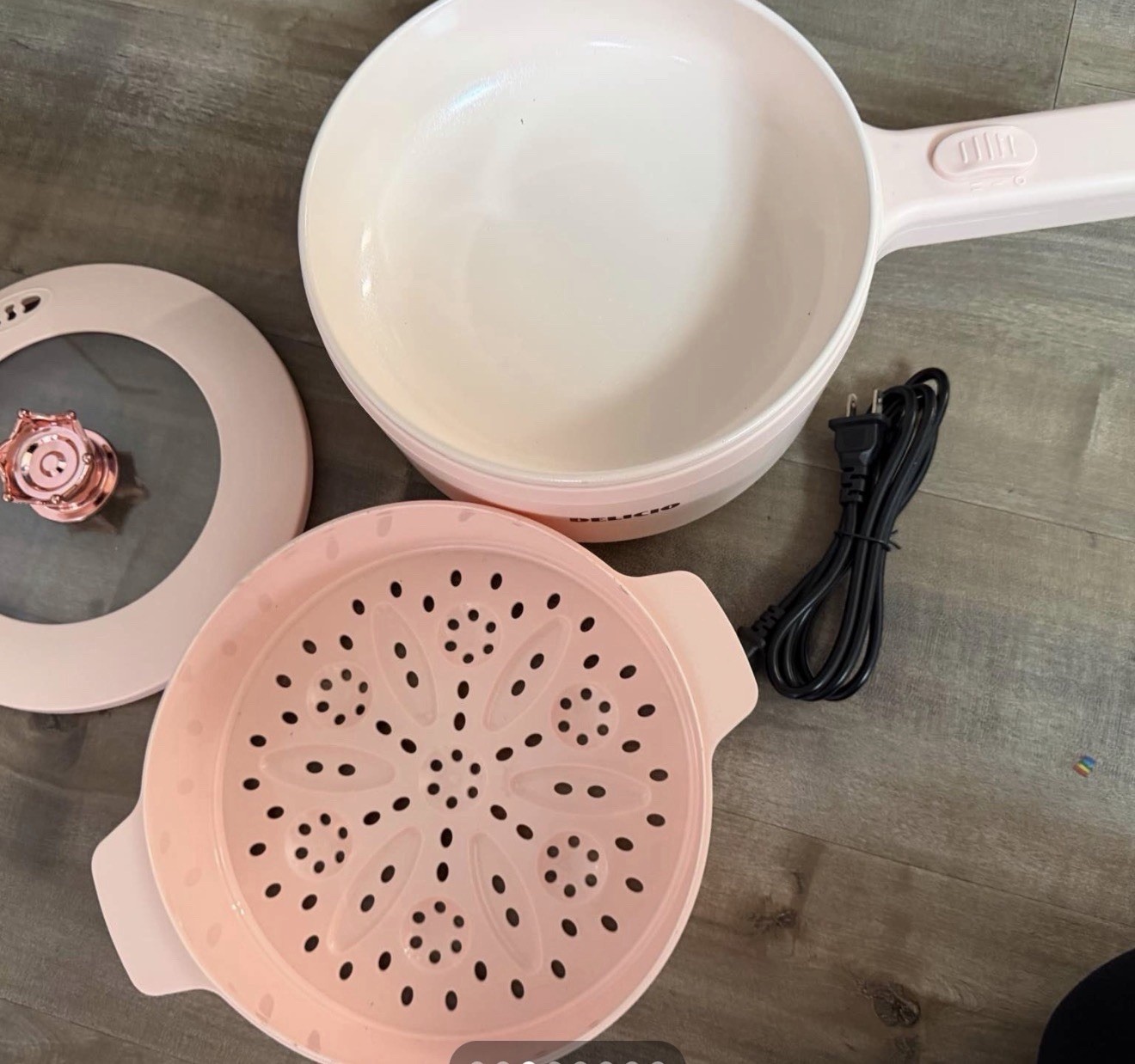 Delicio Multi-Function Electric Cooker 2.0L Pink Steamer Basket Lid AL0001-B
