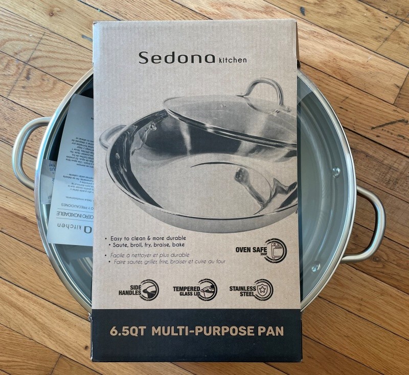 SEDONA Stainless Steel 6.5-Qt. Multipurpose Pan Wok with Glass Lid, BRAND NEW