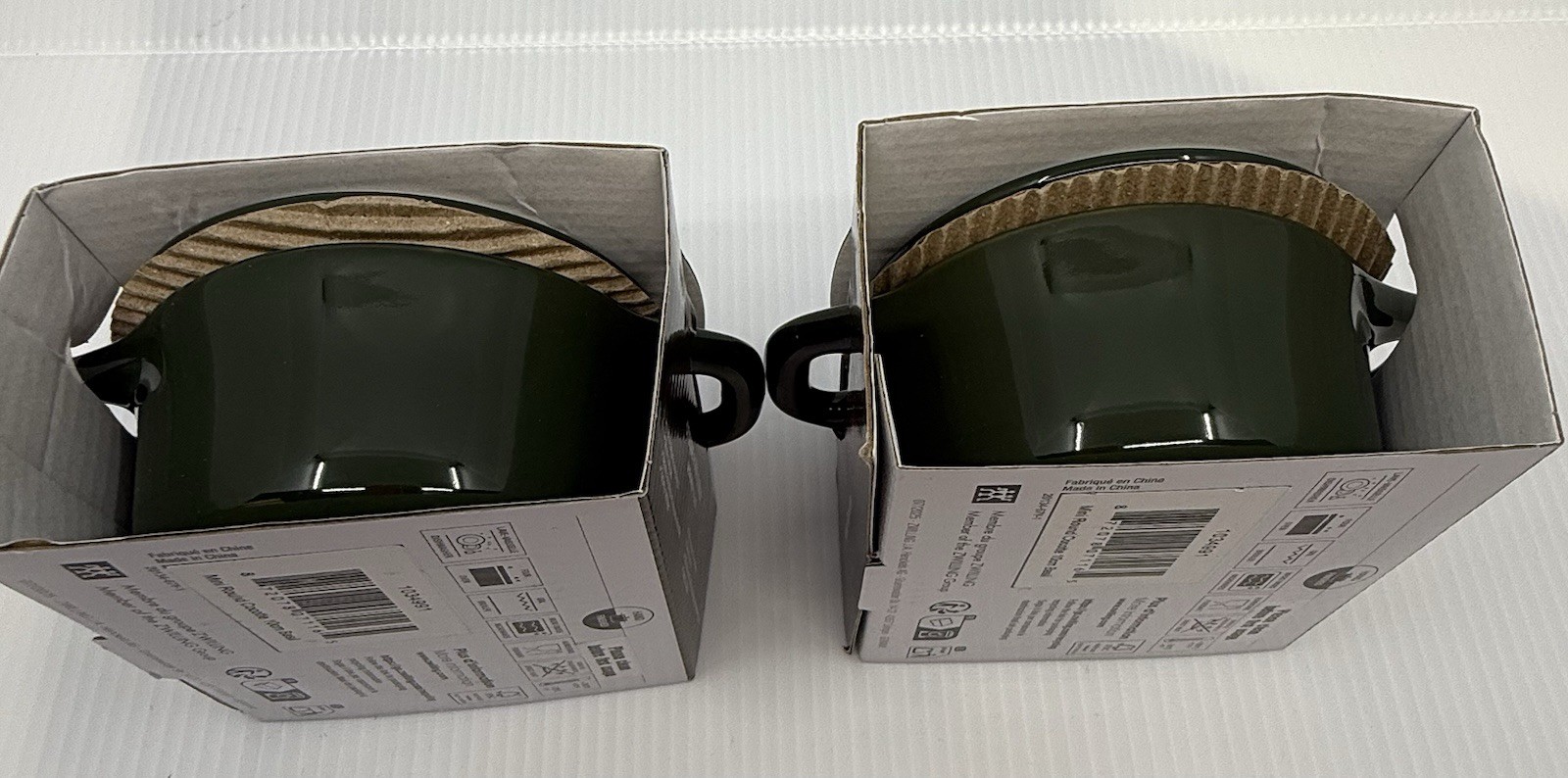 Staub Mini Cocotte Basil Green Ceramic Set of 2, 10cm, Dishwasher Safe