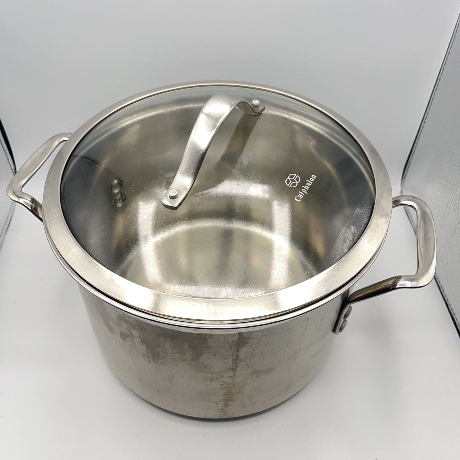 Calphalon 6 Quart Stock Pot 8608 Stainless Steel w/ Glass Lid 10″ 6 Qt Stockpot