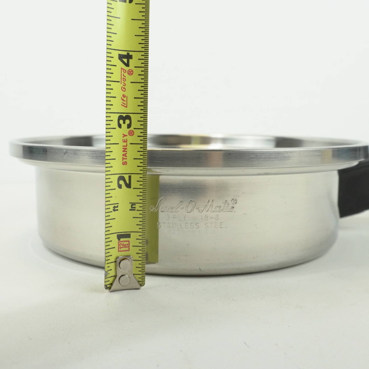 Seal O Matic 8 3/4″ Fry Pan 3 Ply 18-8 Stainless Steel USA Made Vintage NO LID