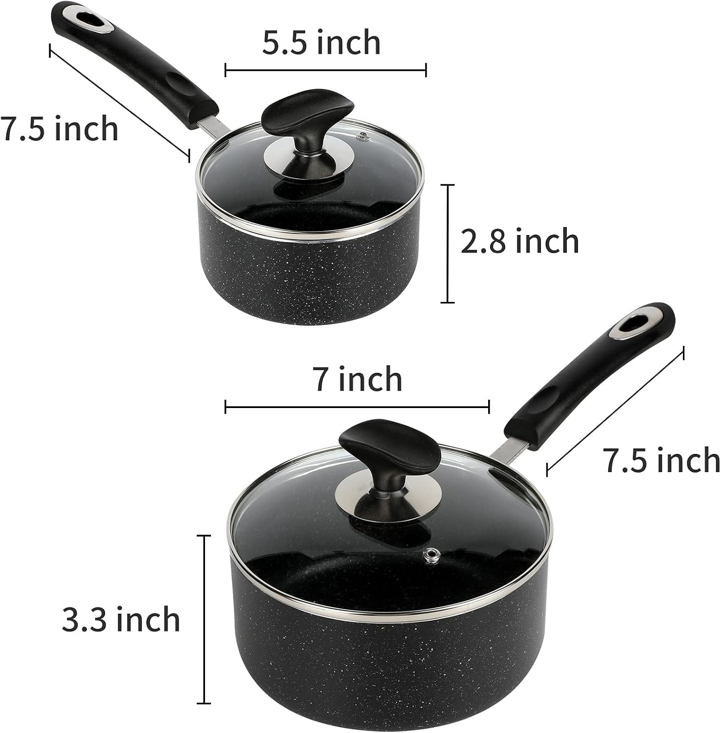 Nonstick Saucepan Set – 1 Quart and 2 Quart,Ultra Non Stick Sauce Pan Small Pot
