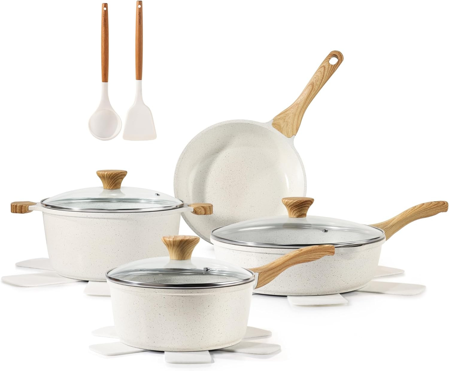 Nonstick Ceramic Cookware Set, 13-Piece Non-Toxic Pots and Pans Set, Healthy Kit
