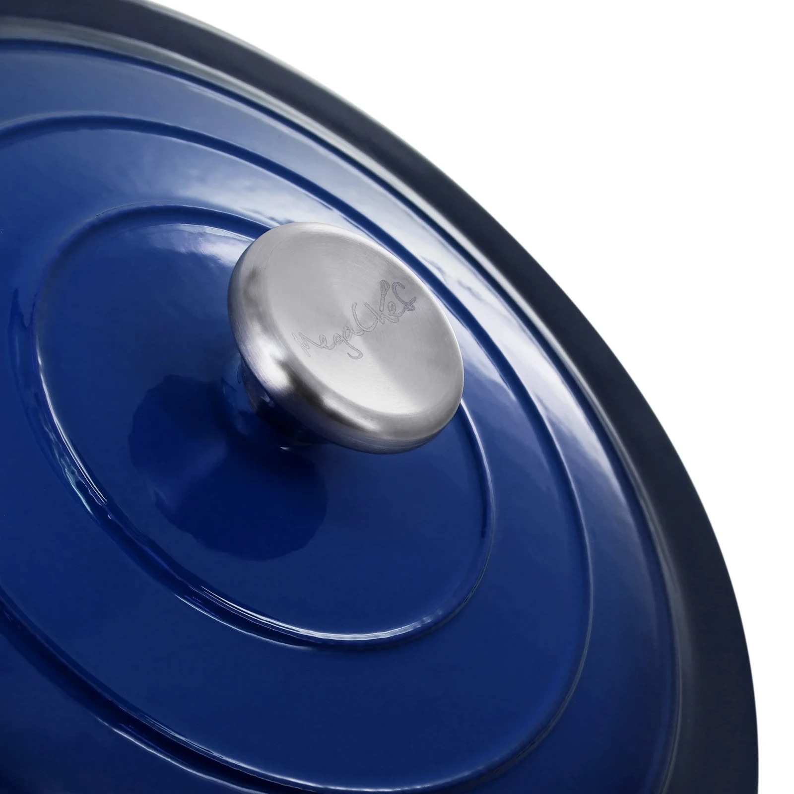 MegaChef 2.7 Quart Round Enameled Cast Iron Casserole in Gradient Dark Blue