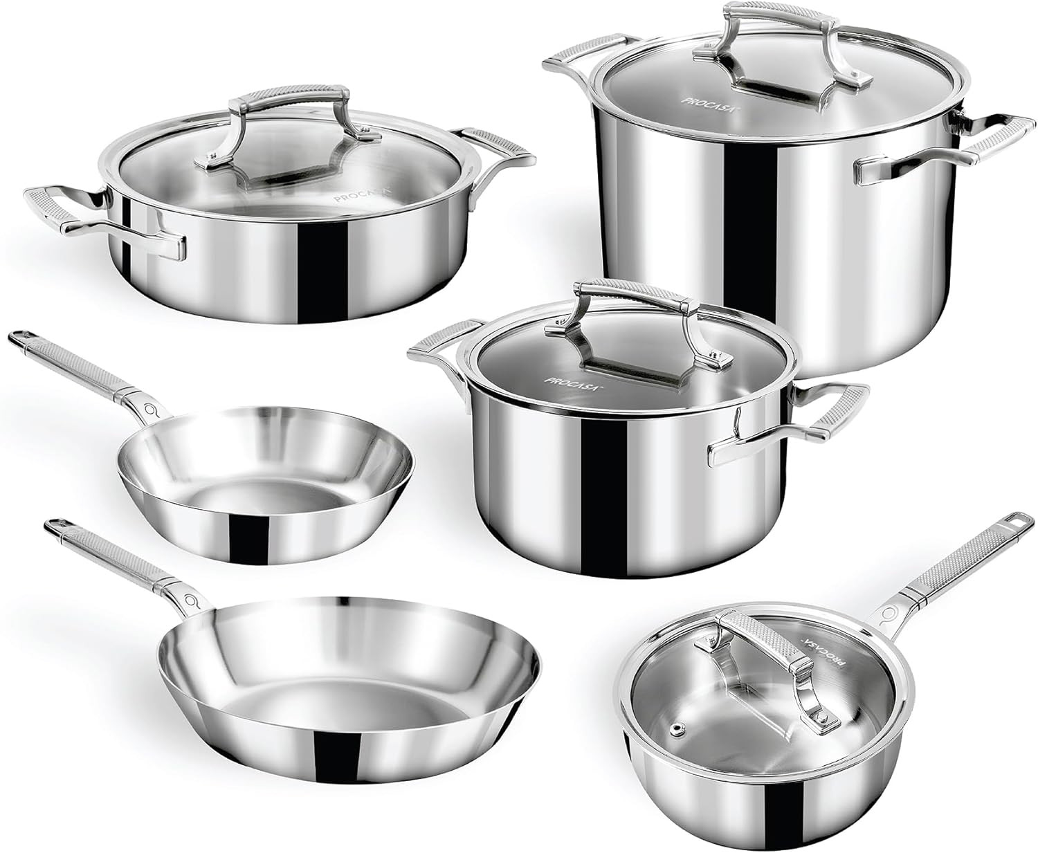 10-Piece Triply Stainless Steel Cookware Set – Induction & Oven Safe